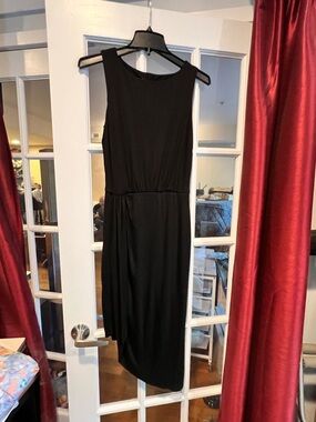 White House Black Market Black Sleeveless Midi Dress with Waist Detail